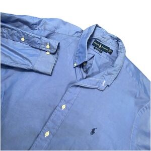 Polo Ralph Lauren Shirt Men 18 36-37 Classic Fit Casual Preppy Business Blue‎